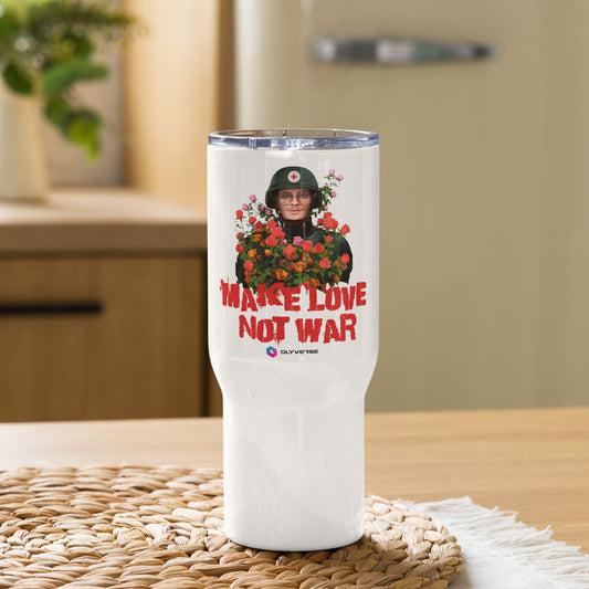 Travel mug with a handle - Make love not war