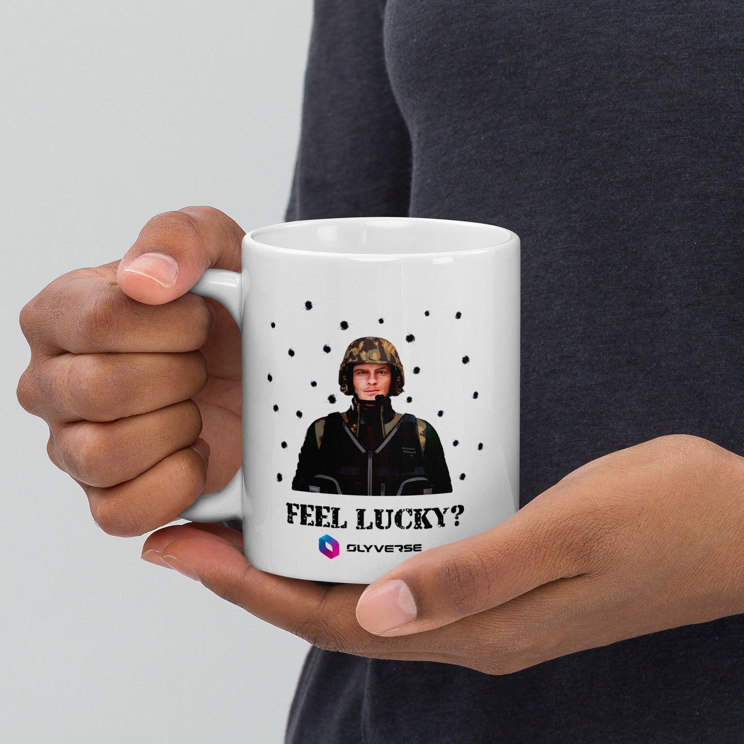 Taza blanca brillante - Feel Lucky?