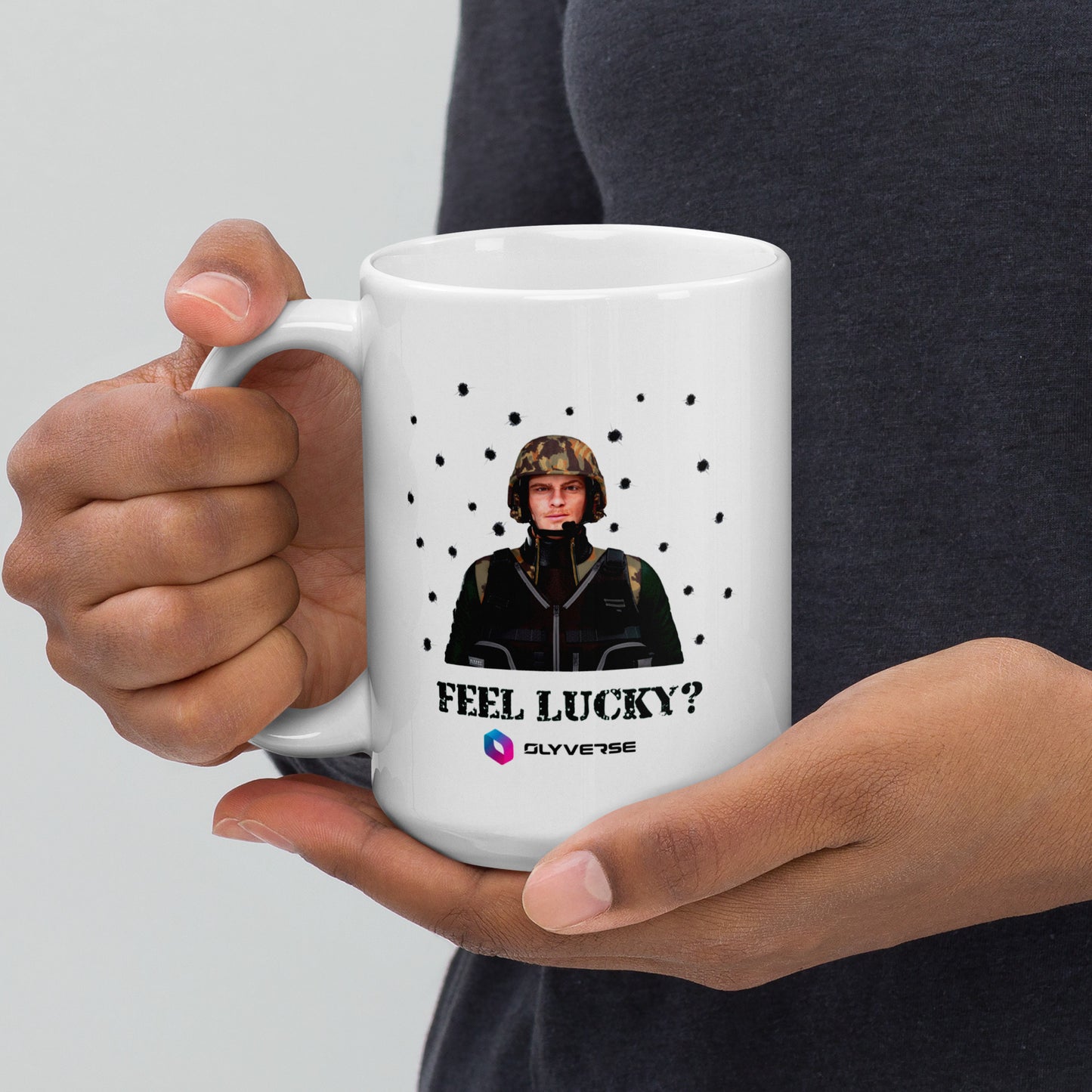 Taza blanca brillante - Feel Lucky?