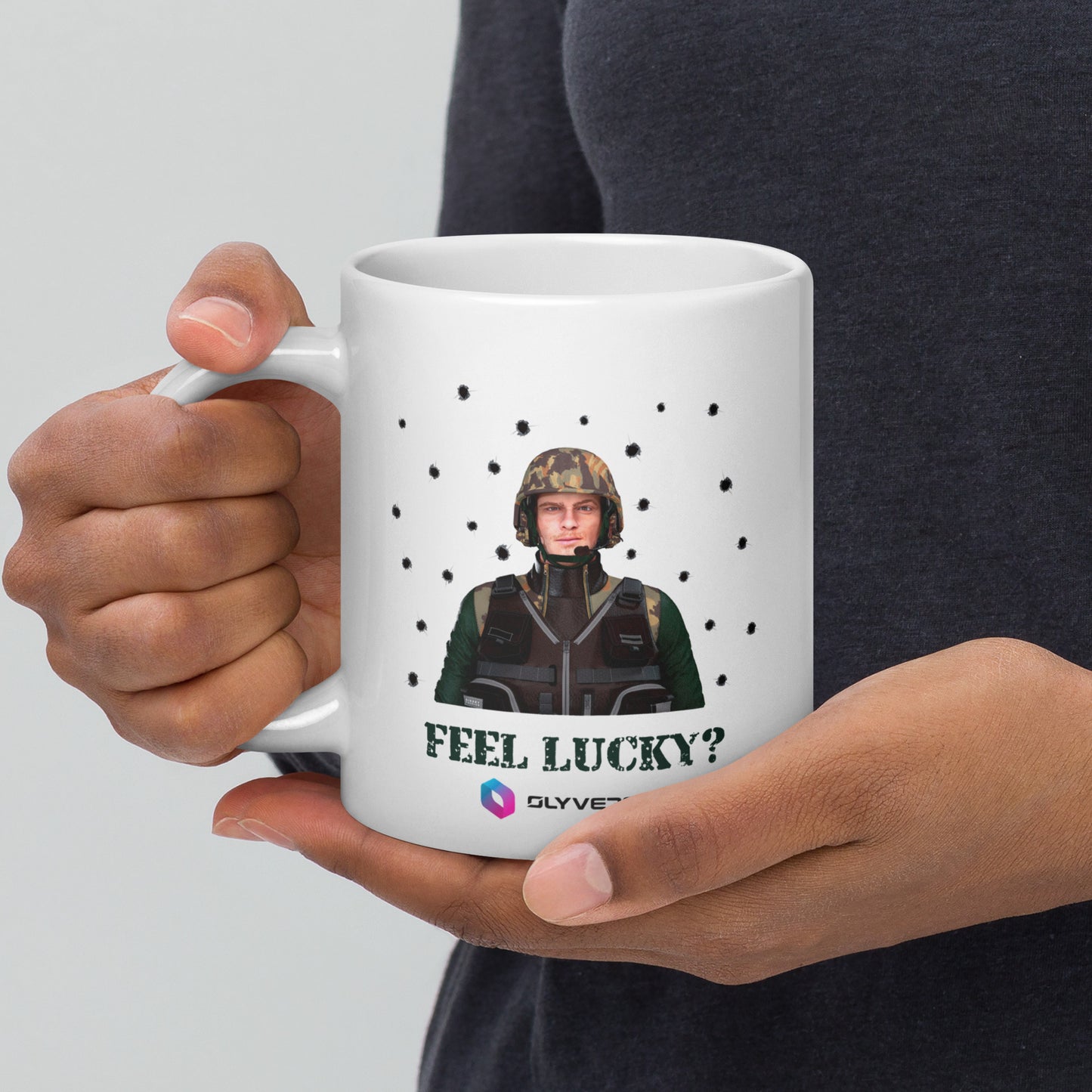 Taza blanca brillante - Feel Lucky?